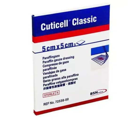 Cuticell classic compresse de gaze paraffinée BSN Médical - 5 compresses de 5 cm x 5 cm