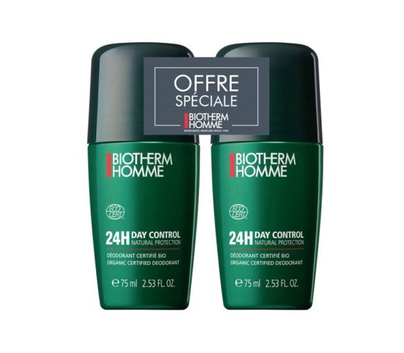 Day control 24H natural protection déodorant Biotherm homme - lot de 2 roll-on de 75ml - image 1
