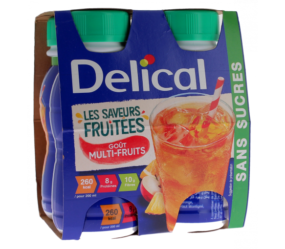 Delical Les saveurs fruitées Boisson sans sucres goût multifruits - 4 bouteilles de 200ml - image 1