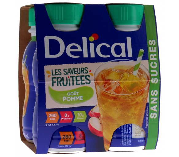 Delical Les saveurs fruitées Boisson sans sucres goût pomme - 4 bouteilles de 200ml - image 1
