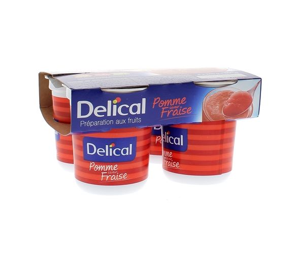Nutra'pote Dessert aux fruits pomme fraise Delical - lot de 4 pots de 200g