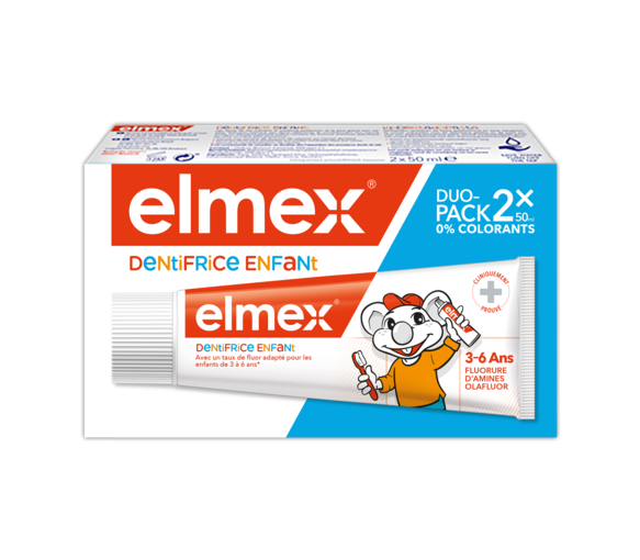 Dentifrice enfant 3-6 ans Elmex - lot de 2 tubes de 50 ml