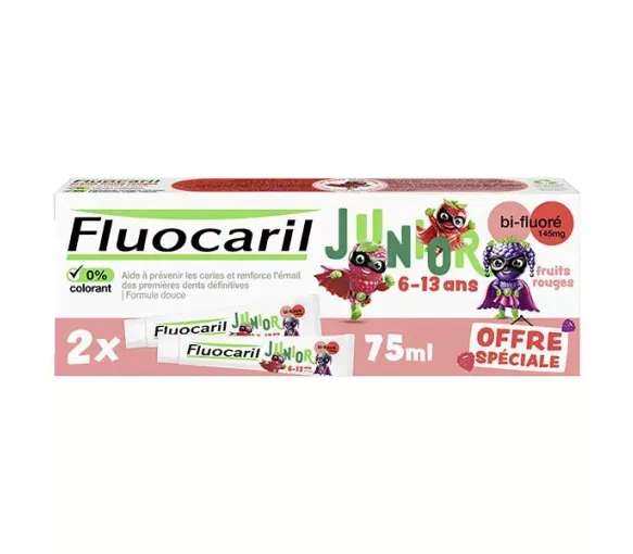 Dentifrice junior 1ères dents définitives fruits rouges Fluocaril - image 1