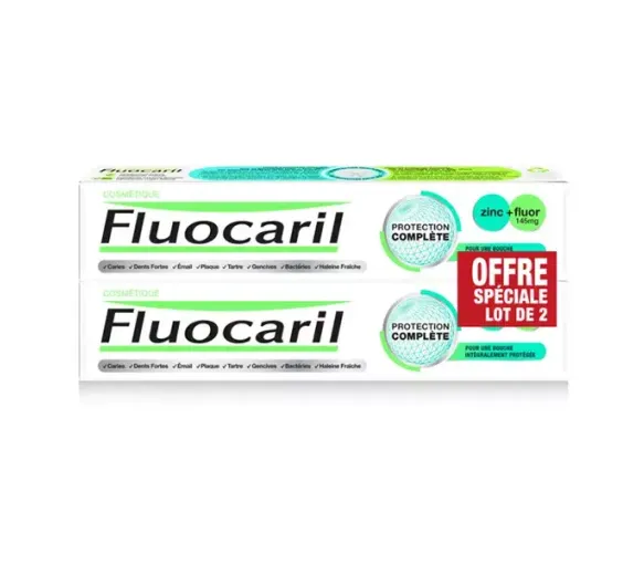 Dentifrice protection complète zinc+fluor Fluocaril - lot de 2 tubes de 75ml