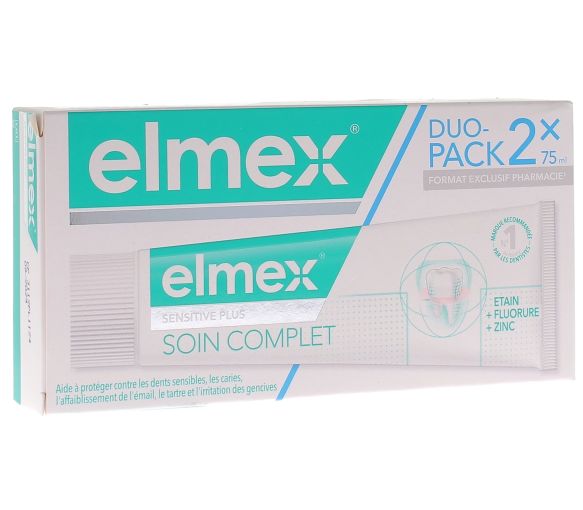 Dentifrice soin complet Sensitive Plus Elmex - lot de 2 tubes de 75 ml - image 1