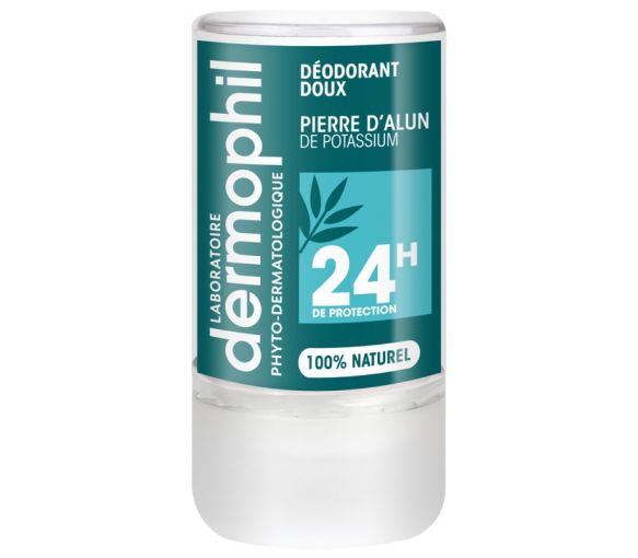 Déodorant doux Pierre d'Alun 24h Dermophil Indien - roll-on de 115 g