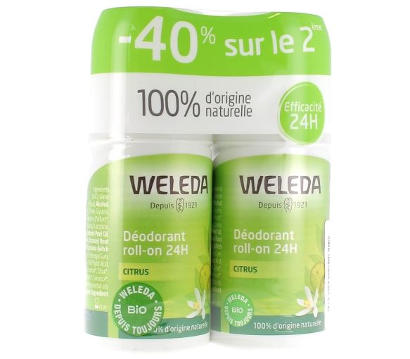 Déodorant au Citrus Roll-on 24h Weleda - lot de 2x50ml - image 1