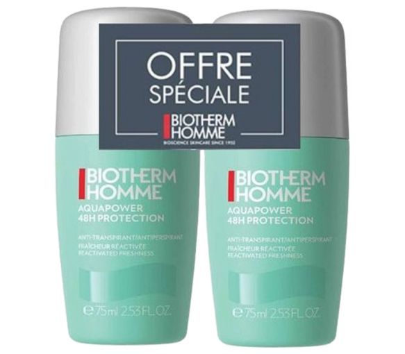 Aquapower 48h protection anti-transpirant homme Biotherm - lot de 2 roll-on de 75ml - image 1