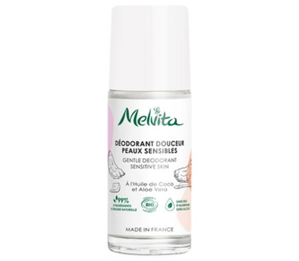 Déodorant douceur peaux sensibles bio Melvita - roll-on de 50 ml