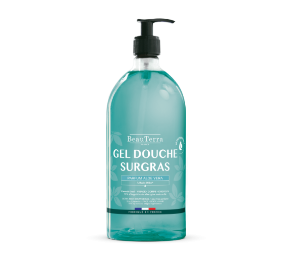 Gel douche surgras Aloe Vera Beauterra - flacon-pompe de 1L - image 1