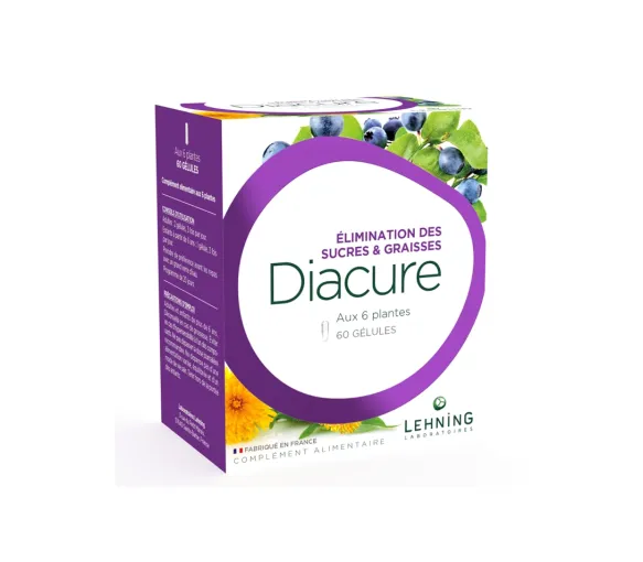 Diacure élimination sucres et graisses Lehning - boite de 60 gélules - image 1