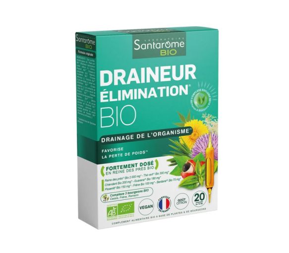 Draineur élimination bio Santarome - boite de 20 ampoules de 10 ml - image 1