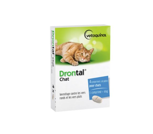 Drontal Chat Vetoquinol - boite de 4 comprimés sécables