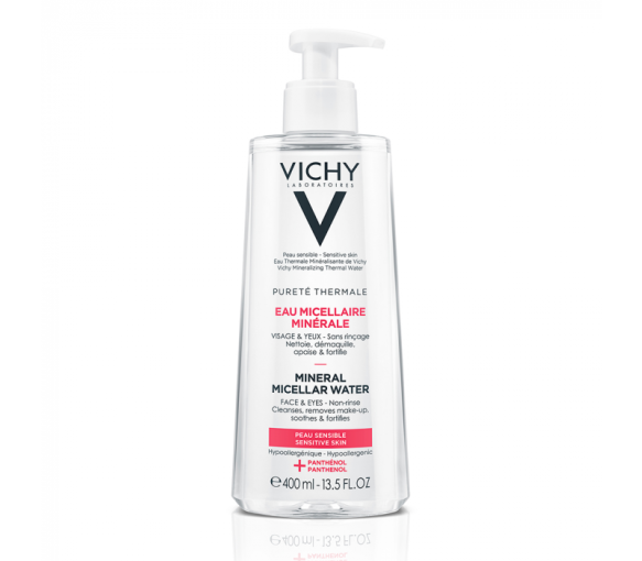 Eau micellaire minérale peaux sensibles Vichy - flacon-pompe de 400ml