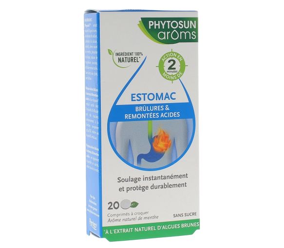 Estomac brûlures et remontées acides Phytosun Arôms - boîte de 20 comprimés à croquer - image 1