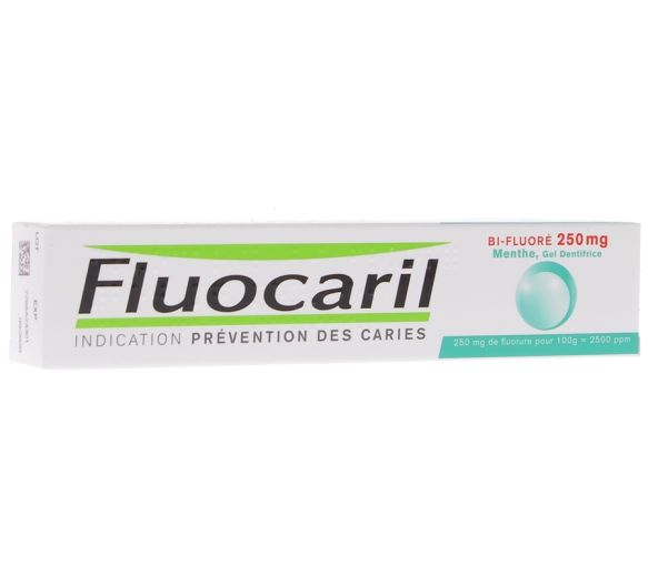 Gel dentifrice menthe bi-fluoré 250 mg Fluocaril - tube de 75 ml