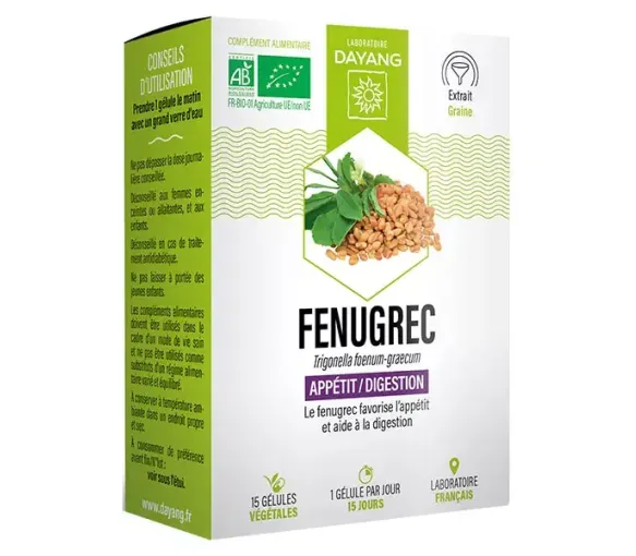 Fenugrec bio appétit/digestion Dayang - boîte de 15 gélules