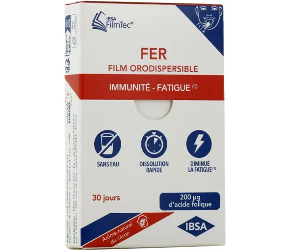 Fer fatigue goût citron Ibsa FilmTec - boite de 30 films orodispersibles - image 1