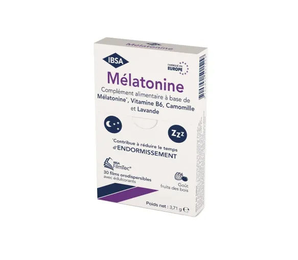 Mélatonine 1,9mg goût fruits des bois Ibsa FilmTec - boite de 30 films orodispersibles - image 1