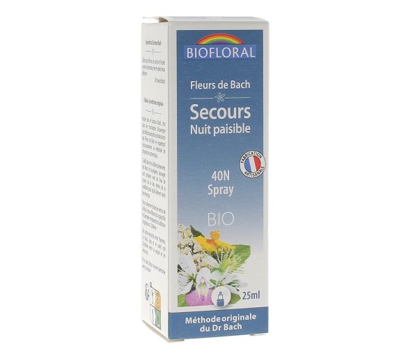 Fleurs de Bach Secours Nuit paisible 40N Spray bio Biofloral - spray de 25ml