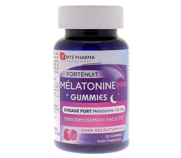 Forté Nuit Mélatonine 1900 goût framboise Forté Pharma - pot de 30 gummies - image 1