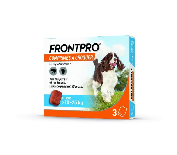 Frontpro comprimé anti puces chien >10-25kg - boîte de 3 comprimés à croquer - image 1