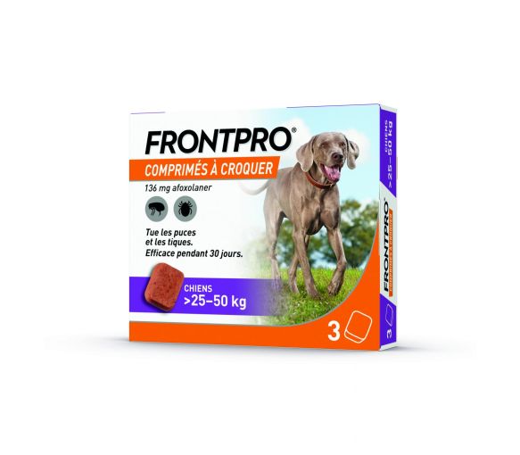 Frontpro comprimé anti puces chien >25-50kg - boîte de 3 comprimés à croquer - image 1