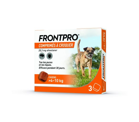 Frontpro comprimé anti puces chien >4-10kg - boîte de 3 comprimés à croquer - image 1