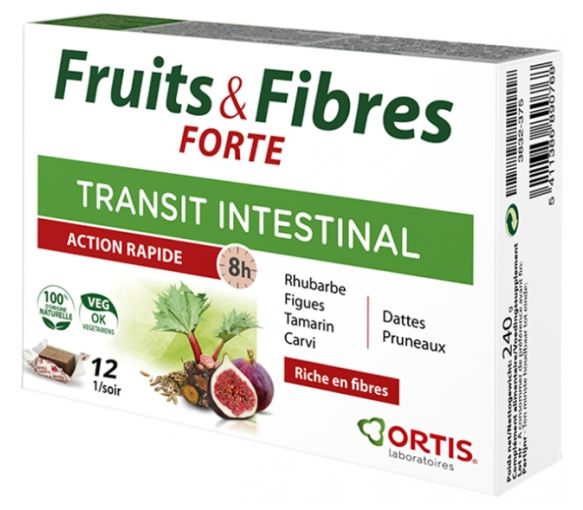 Fruits & Fibres Forte Transit intestinal Ortis - boite de 12 cubes à mâcher - image 1