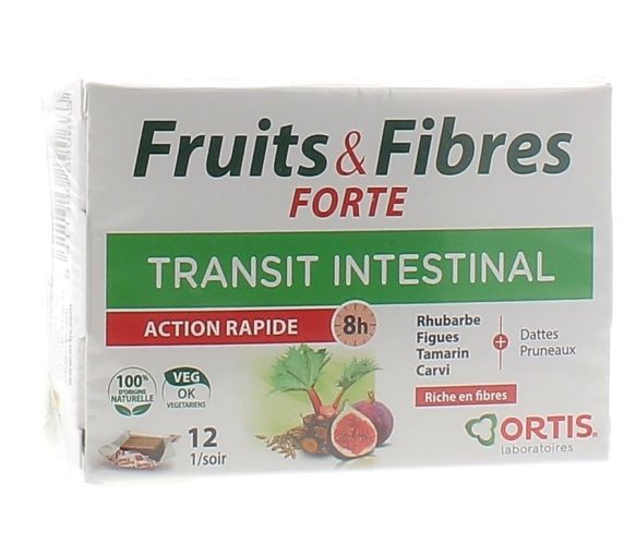 Fruits & Fibres forte Transit intestinal action rapide Ortis - boîte de 12 cubes