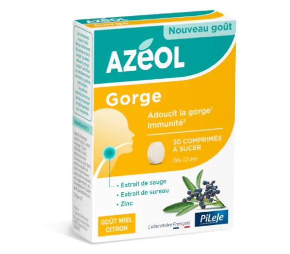 Azéol Gorge goût miel citron Pileje - boite de 30 comprimés à sucer