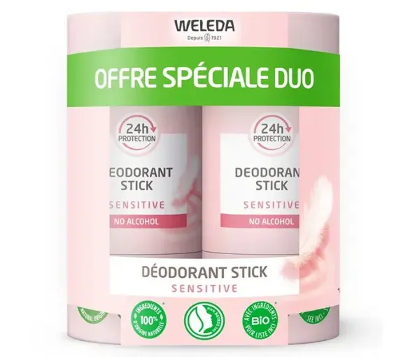 Déodorant stick Sensitive Weleda - lot de 2 sticks de 50g