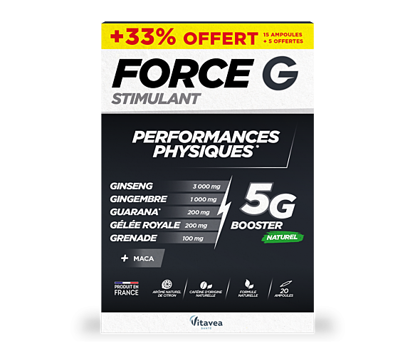 Force G stimulant performances physiques Vitavea - boite de 20 ampoules