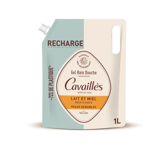 Gel bain douche lait et miel Rogé Cavaillès - éco-recharge de 1L