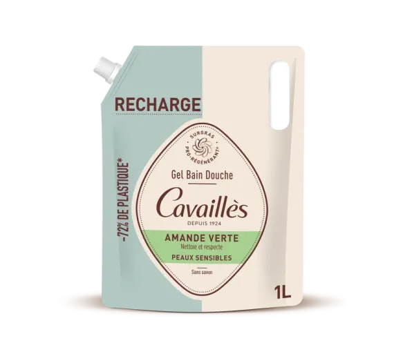 Gel bain et douche amande verte Rogé Cavaillès - éco-recharge de 1L