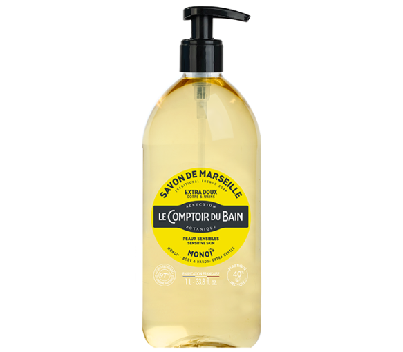 Savon de Marseille extra-doux monoï Le Comptoir du Bain - flacon-pompe de 1L - image 1