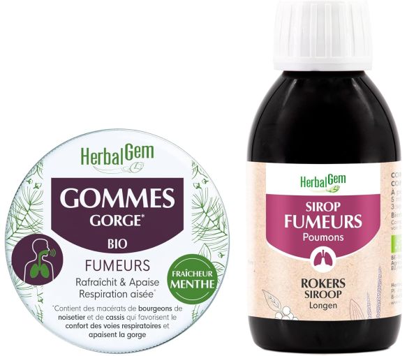 Sirop des fumeurs bio Herbalgem - flacon de 150 ml + gommes gorge offertes - image 1