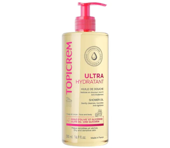 Ultra-hydratant huile de douche Topicrem - flacon-pompe de 500ml - image 1