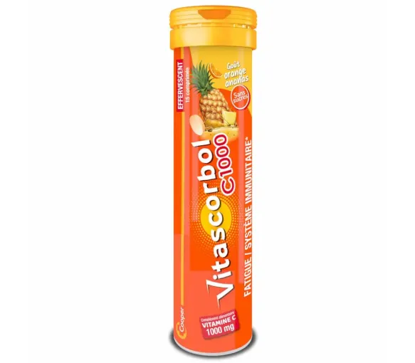 Vitascorbol C1000mg goût orange ananas sans sucres Cooper - tube de 15 comprimés effervescents - image 1