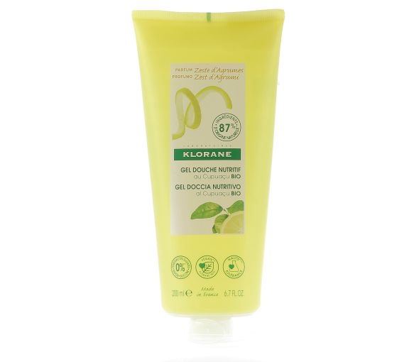 Gel douche nutritif au beurre de Cupuaçu bio Zestes d'Agrumes Klorane - tube de 200 ml - image 1