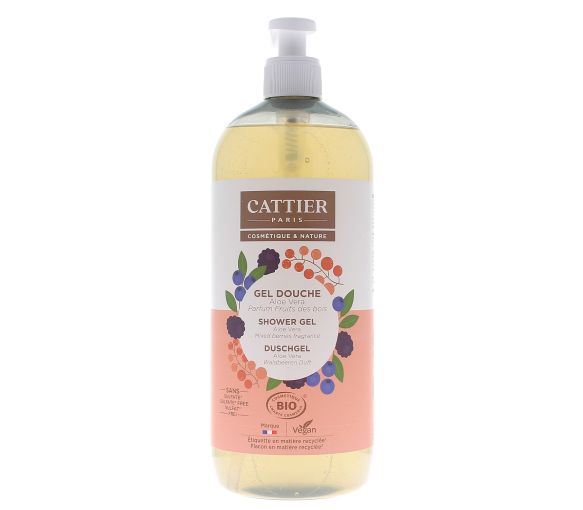Gel douche Aloe vera fruits des bois bio Cattier - flacon-pompe de 1 L