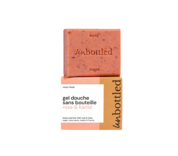 Gel douche sans bouteille rose & karité Unbottled - pain de 110g - image 1