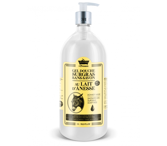 Gel douche surgras au lait d'ânesse Les petits bains de Provence - flacon-pompe de 1L - image 1