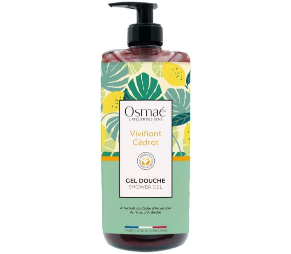 Gel douche vivifiant Cédrat Osmaé - flacon-pompe de 1L