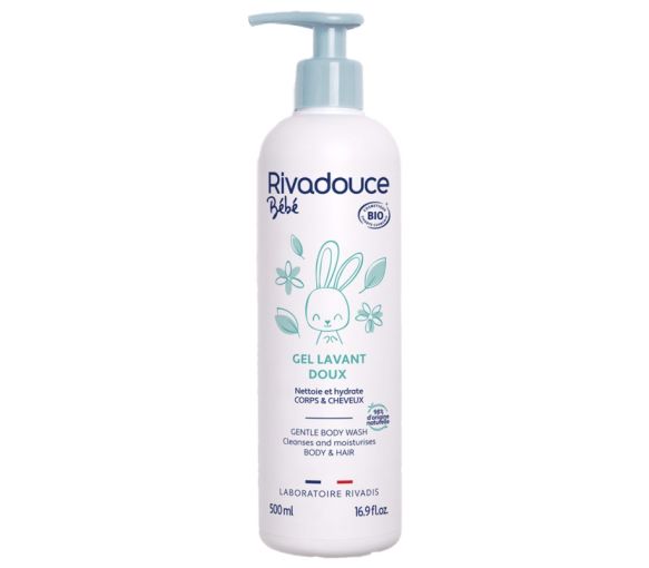 Gel doux lavant bébé bio Rivadouce - flacon-pompe de 500 ml