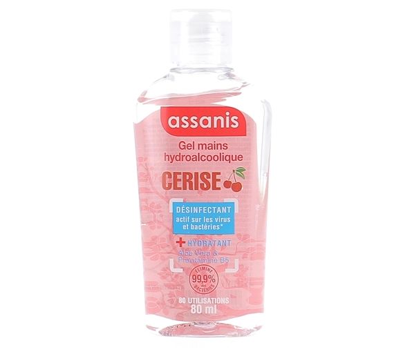 Gel mains hydroalcoolique parfum Cerise Assanis - flacon de 80ml