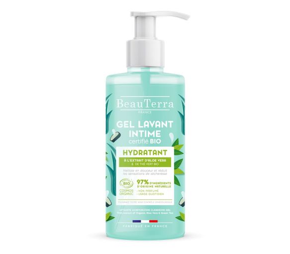 Gel lavant intime certifié bio hydratant Beauterra - flacon-pompe de 500ml