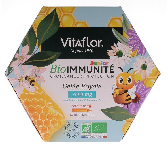 Gelée royale bio 700 mg Immunité & croissance junior apiculte Vitaflor - format 14 jours - image 1