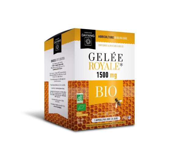 Gelée royale 1500 mg Bio Dayang - boîte de 20 ampoules