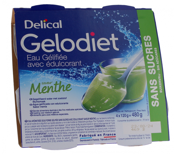 Gelodiet Eau gélifiée avec édulcorant saveur menthe Delical - lot de 4 pots de 120g - image 1
